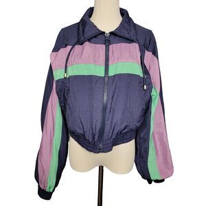 Urban Outfitters UO Womens Jacket Large Colorblock Retro Windbreaker Full Zip